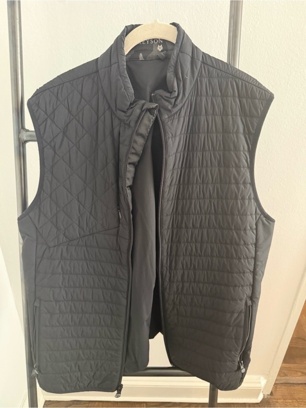 Greyson Quilted Black Men's Vest - Stand Collar
